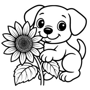 Puppy and Sunflower Joy