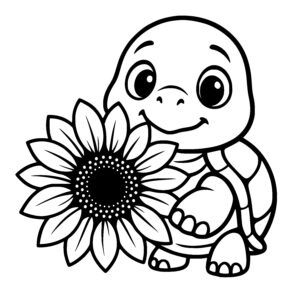 Friendly Turtle with Sunflower