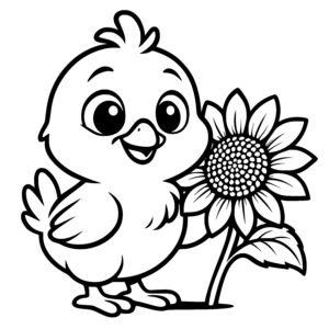 Cheerful Chick and Sunflower