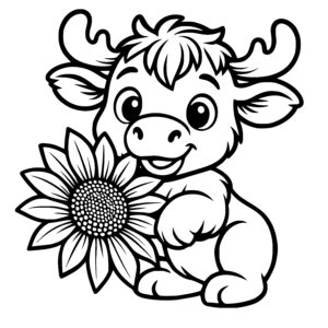 Cheerful Moose and Sunflower