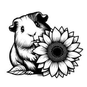 Guinea Pig with Sunflower