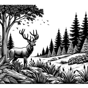 Calm Stag in Nature