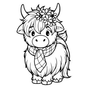Charming Floral Highland Cow