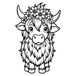 Friendly Floral Highland Cow
