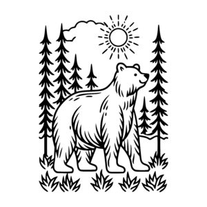 Alert Bear in Woods