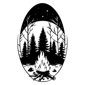 Moonlit Camping Fire