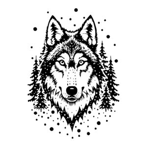Wolf and Evergreens