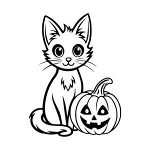 Halloween Cat and Pumpkin