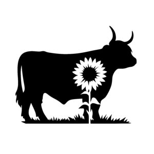 Cow and Sunflower Scene