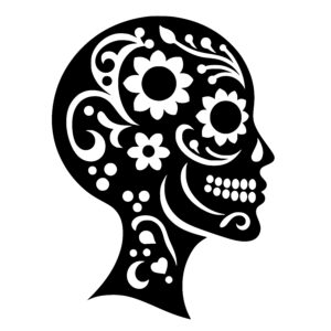 Flowered Skull Silhouette