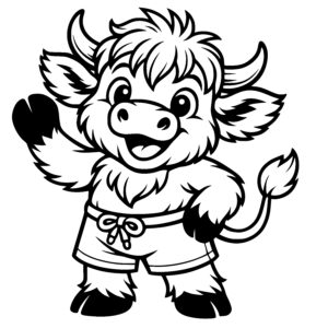 Waving Highland Cow