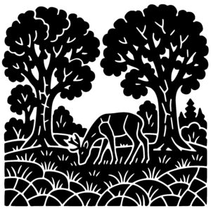 Deer Amidst Tall Trees