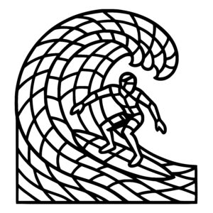 Surfer on a Curl Wave