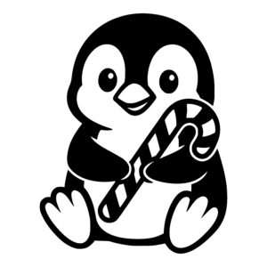 Cheerful Candy Cane Penguin