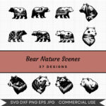 Bear Nature Scenes – 37 Instant Download Svg Images
