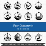 Deer Ornaments – 12 Instant Download Svg Images