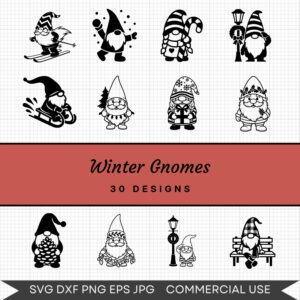Winter Gnomes – 30 Instant Download Svg Images
