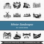Winter Landscapes – 53 Instant Download Svg Images