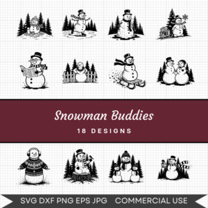 Snowman Buddies – 18 Instant Download Svg Images