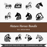 Nature Horses Bundle – 32 Instant Download Svg Images
