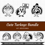 Cute Turkeys Bundle – 67 Instant Download Svg Images