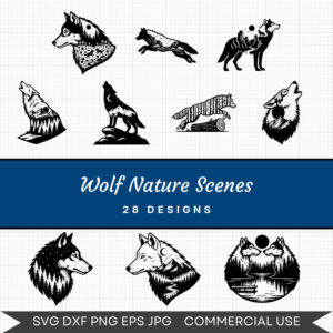 Wolf Nature Scenes – 27 Instant Download Svg Images