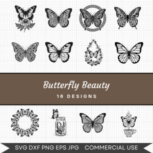Butterfly Beauty – 16 Instant Download Svg Images