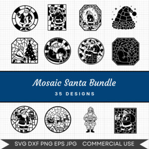 Mosaic Santa Bundle – 35 Instant Download Svg Images