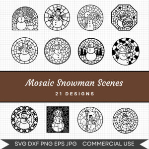 Mosaic Snowman Scenes – 21 Instant Download Svg Images