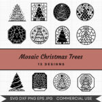 Mosaic Christmas Trees – 13 Instant Download Svg Images