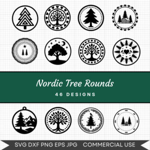 Nordic Tree Rounds – 46 Instant Download Svg Images