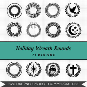 Holiday Wreath Rounds – 71 Instant Download Svg Images