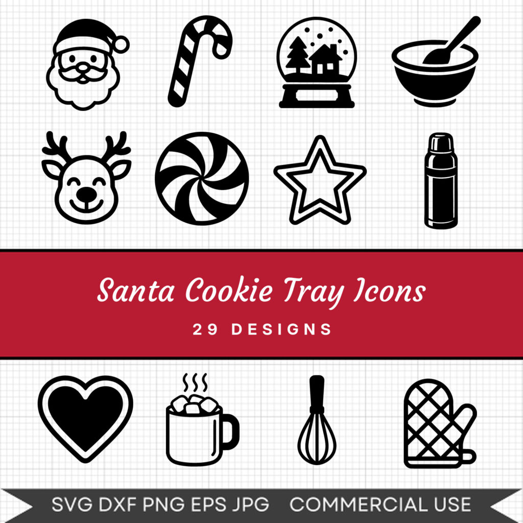Santa Cookie Tray Icons – 29 Instant Download Svg Images