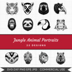 Jungle Animal Portraits – 22 Instant Download Svg Images