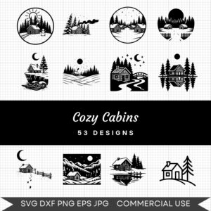 Cozy Cabins – 53 Instant Download Svg Images