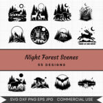 Night Forest Scenes – 55 Instant Download Svg Images