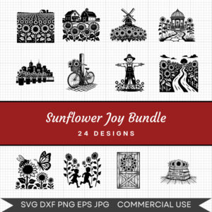 Sunflower Joy Bundle – 24 Instant Download Svg Images
