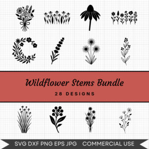 Wildflower Stems Bundle – 28 Instant Download Svg Images