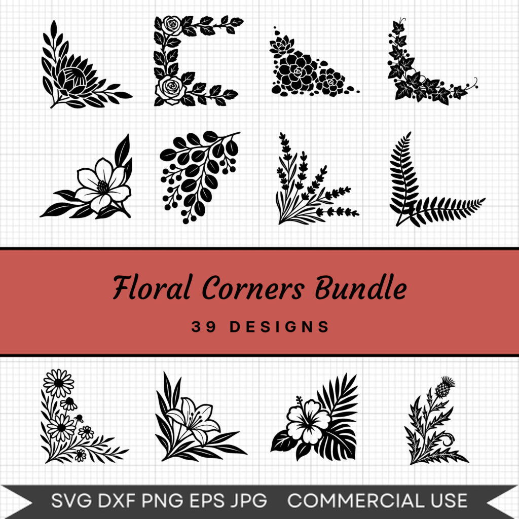 Floral Corners Bundle – 39 Instant Download Svg Images
