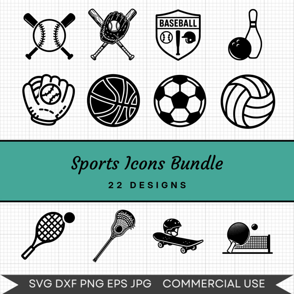 Sports Icons Bundle – 22 Instant Download Svg Images