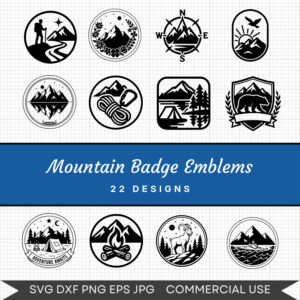 Mountain Badge Emblems – 22 Instant Download Svg Images