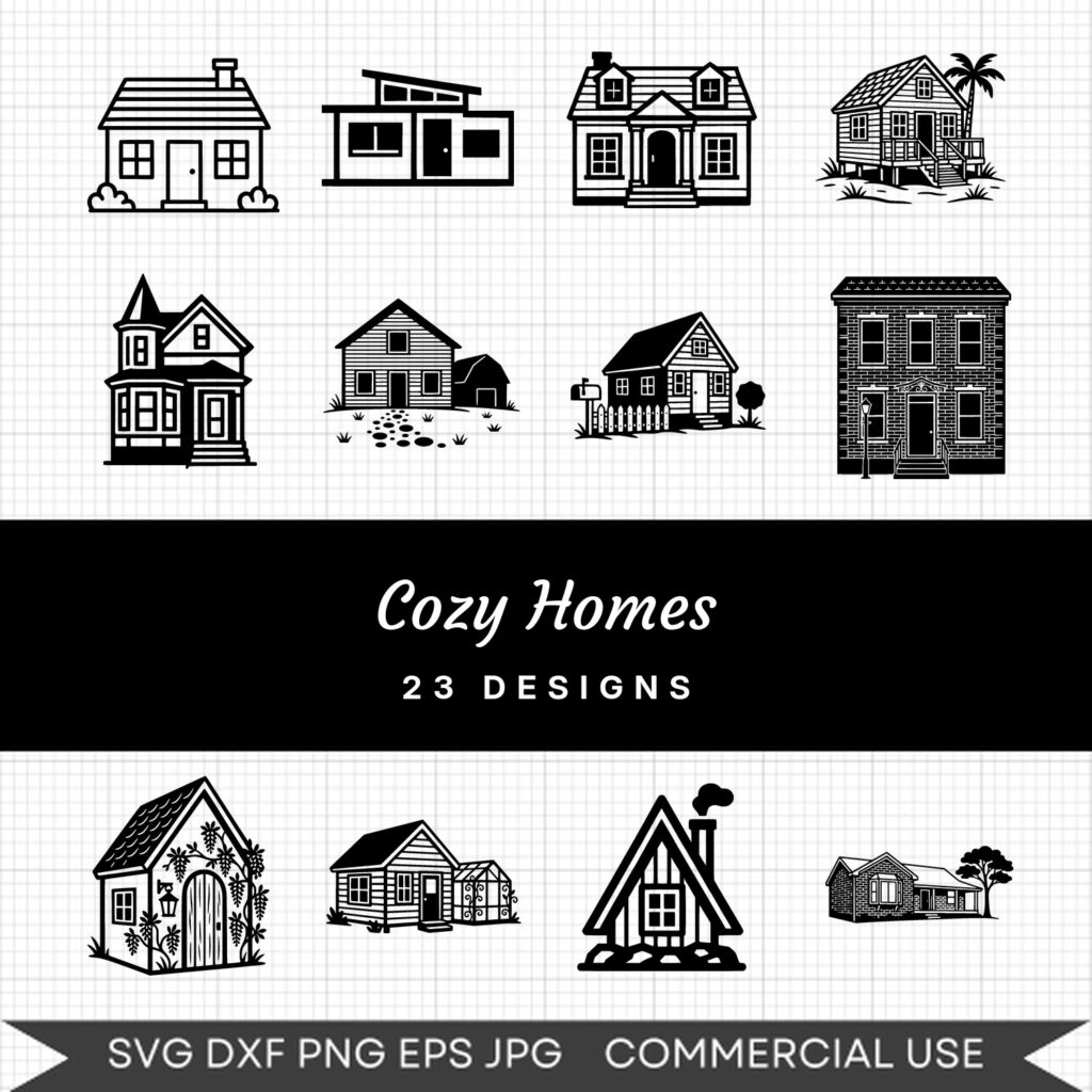 Cozy Homes – 23 Instant Download Svg Images