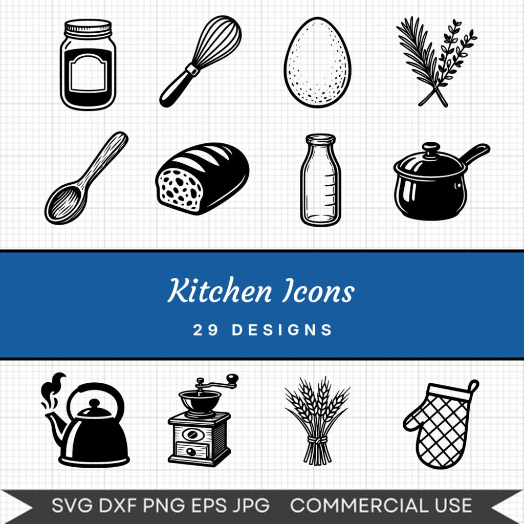 Kitchen Icons – 29 Instant Download Svg Images