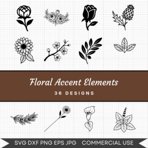 Floral Accent Elements – 36 Instant Download Svg Images