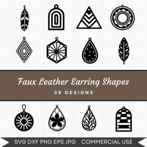 Faux Leather Earring Shapes – 39 Instant Download Svg Images
