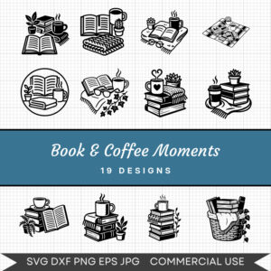Book & Coffee Moments – 19 Instant Download Svg Images