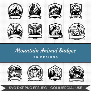 Mountain Animal Badges – 30 Instant Download Svg Images