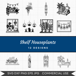 Shelf Houseplants – 12 Instant Download Svg Images