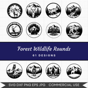 Forest Wildlife Rounds – 61 Instant Download Svg Images