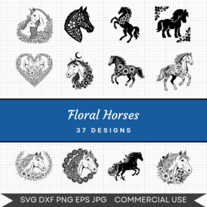 Floral Horses – 37 Instant Download Svg Images